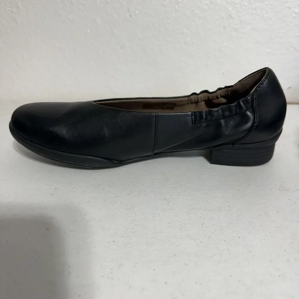 Dansko Kira Flats Size 37EU 6.5 Black  Leather Ballet Shoes Slip On Comfort
